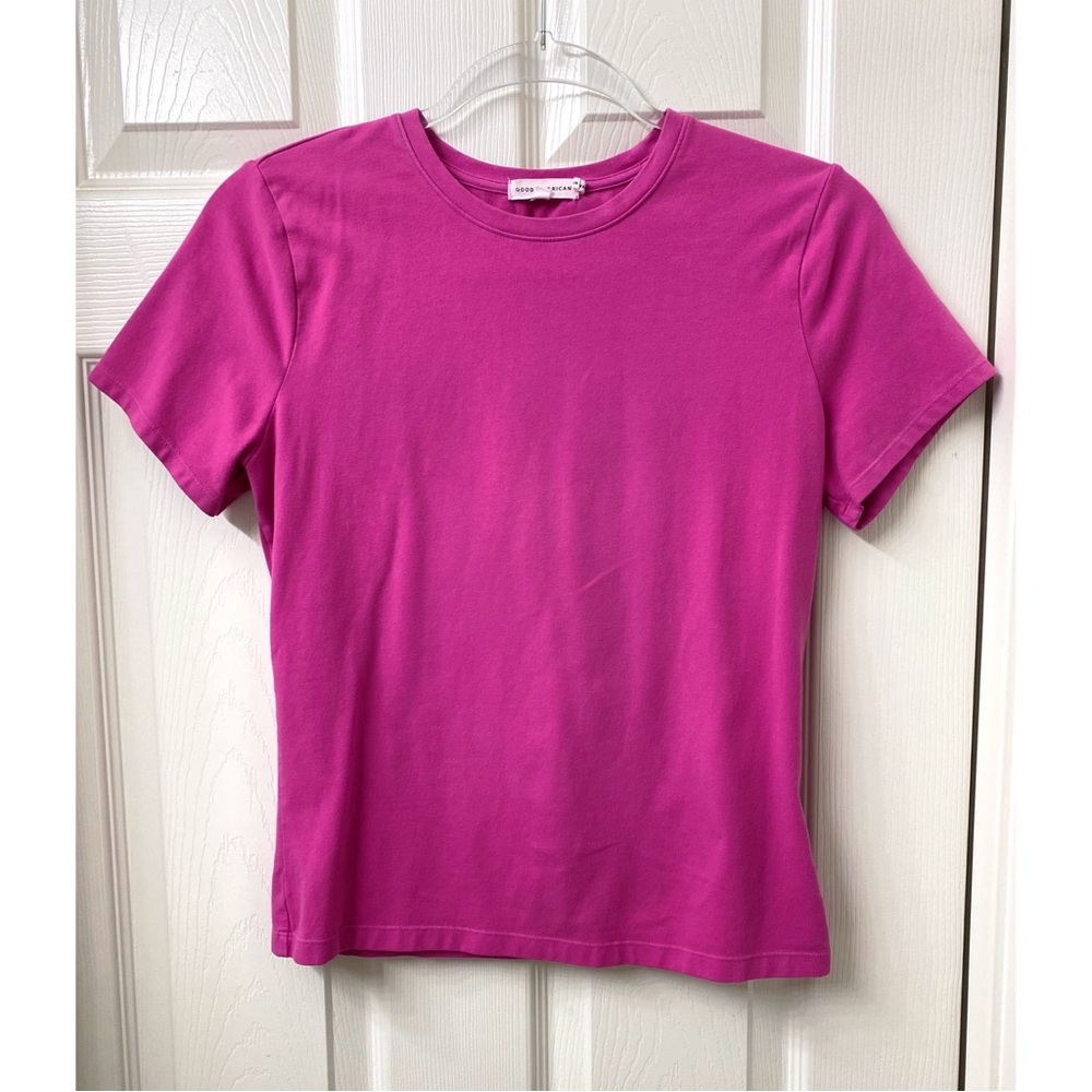 Good American Fitted Tee Baby Tee Hot Pink Size 3 Large